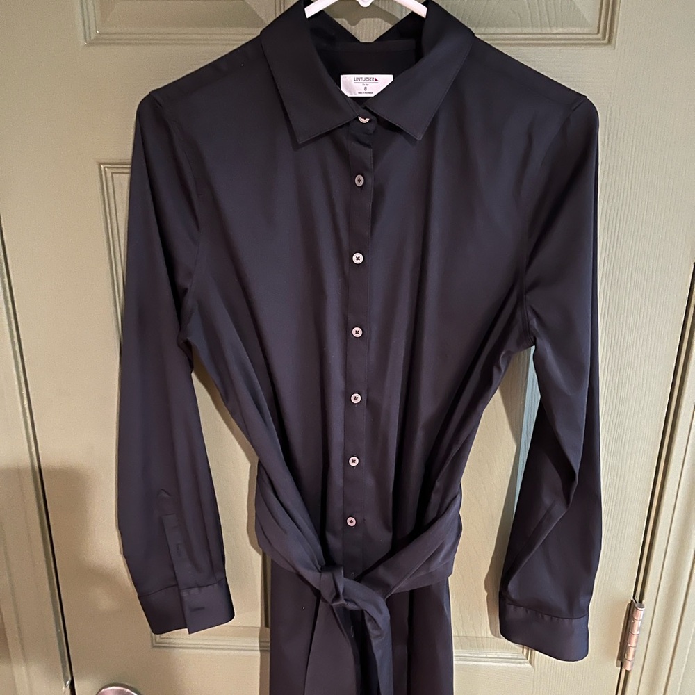 Impeccable condition- worn one time-  sophisticated black shirt dress.